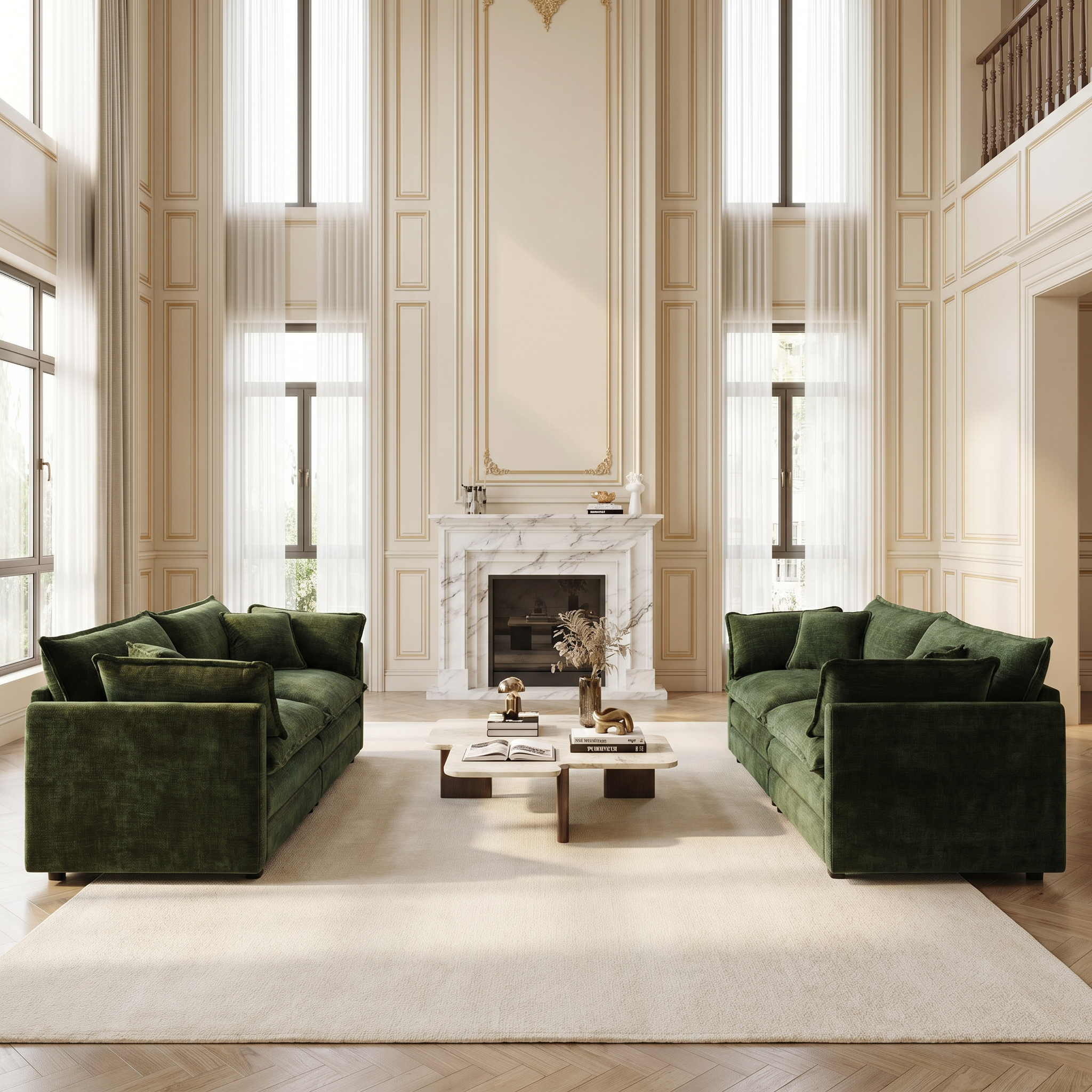 Fremont 2-Piece Chenille Upholstered Loveseat Sofa Set
