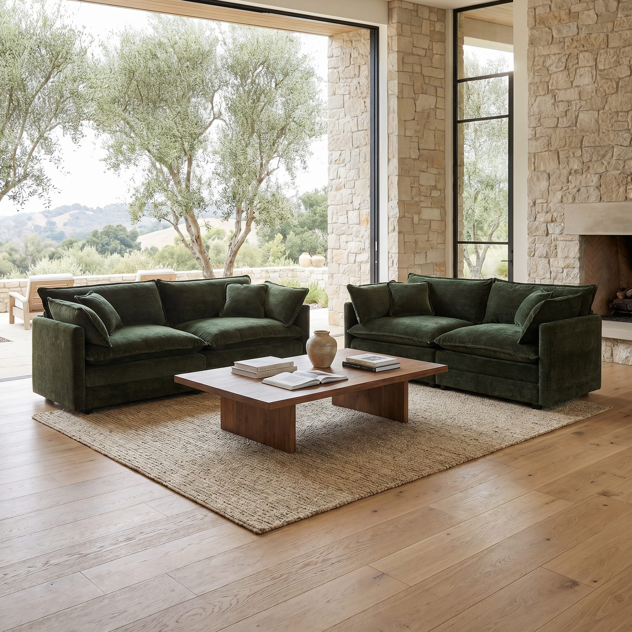 Fremont 2-Piece Chenille Upholstered Loveseat Sofa Set