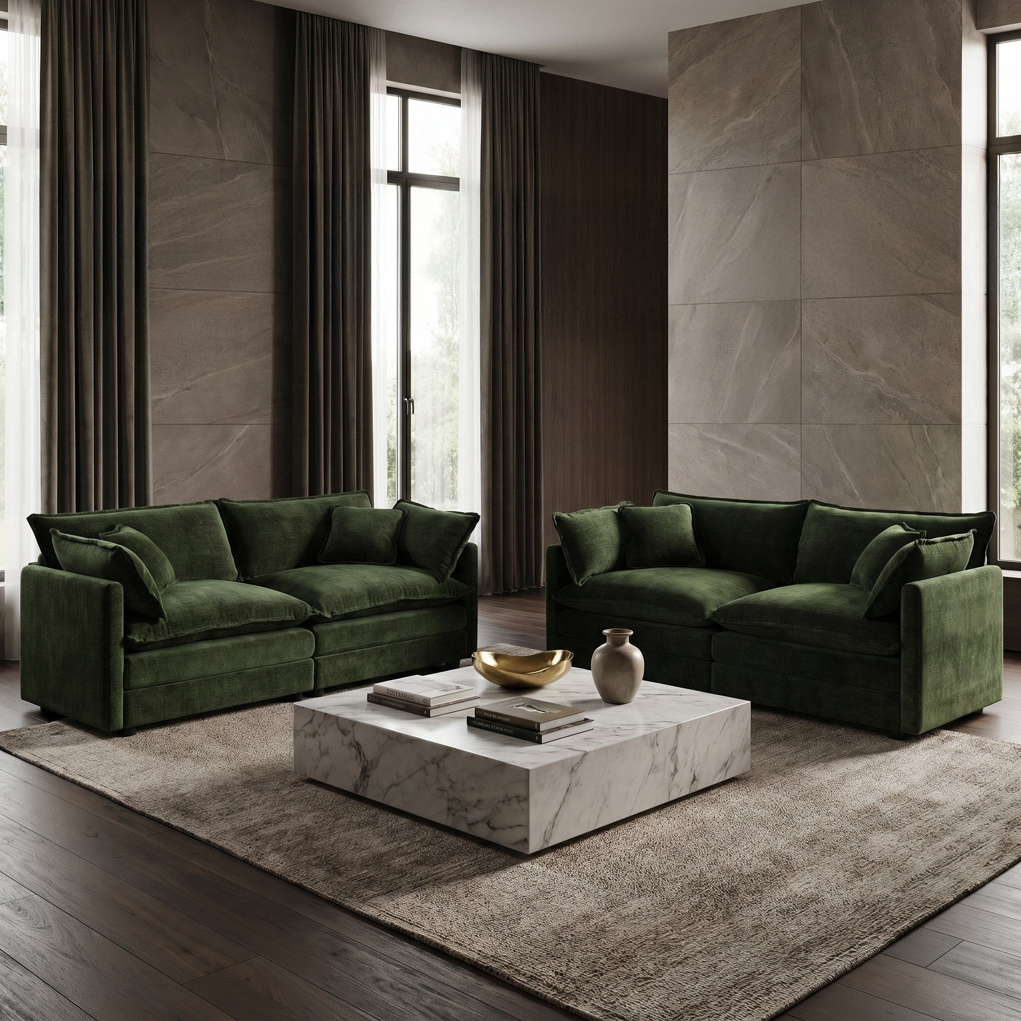 Fremont 2-Piece Chenille Upholstered Loveseat Sofa Set