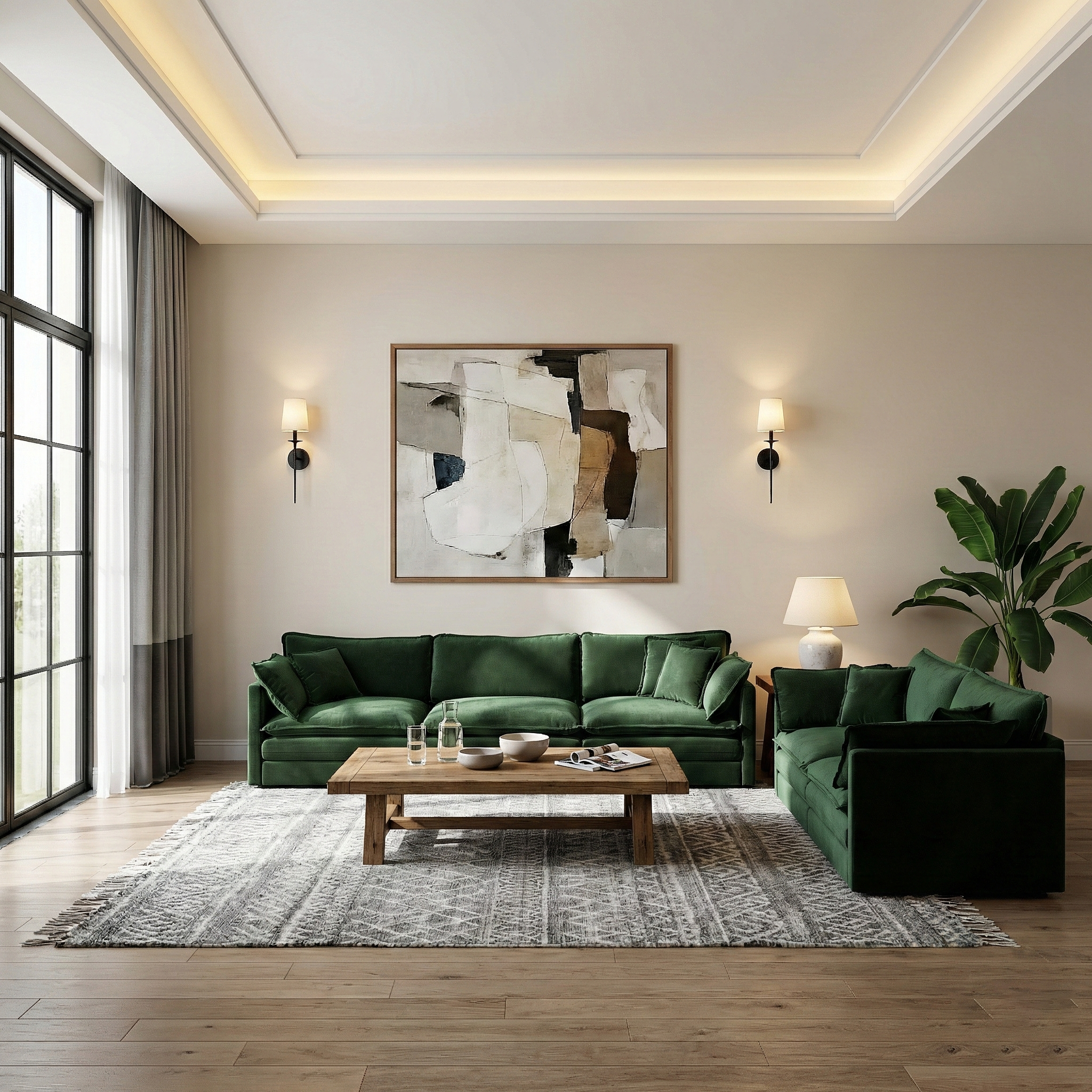 Fremont 2-Piece Modular Chenille Upholstered Sofa Set with Loveseat and 3-Seater Sofa