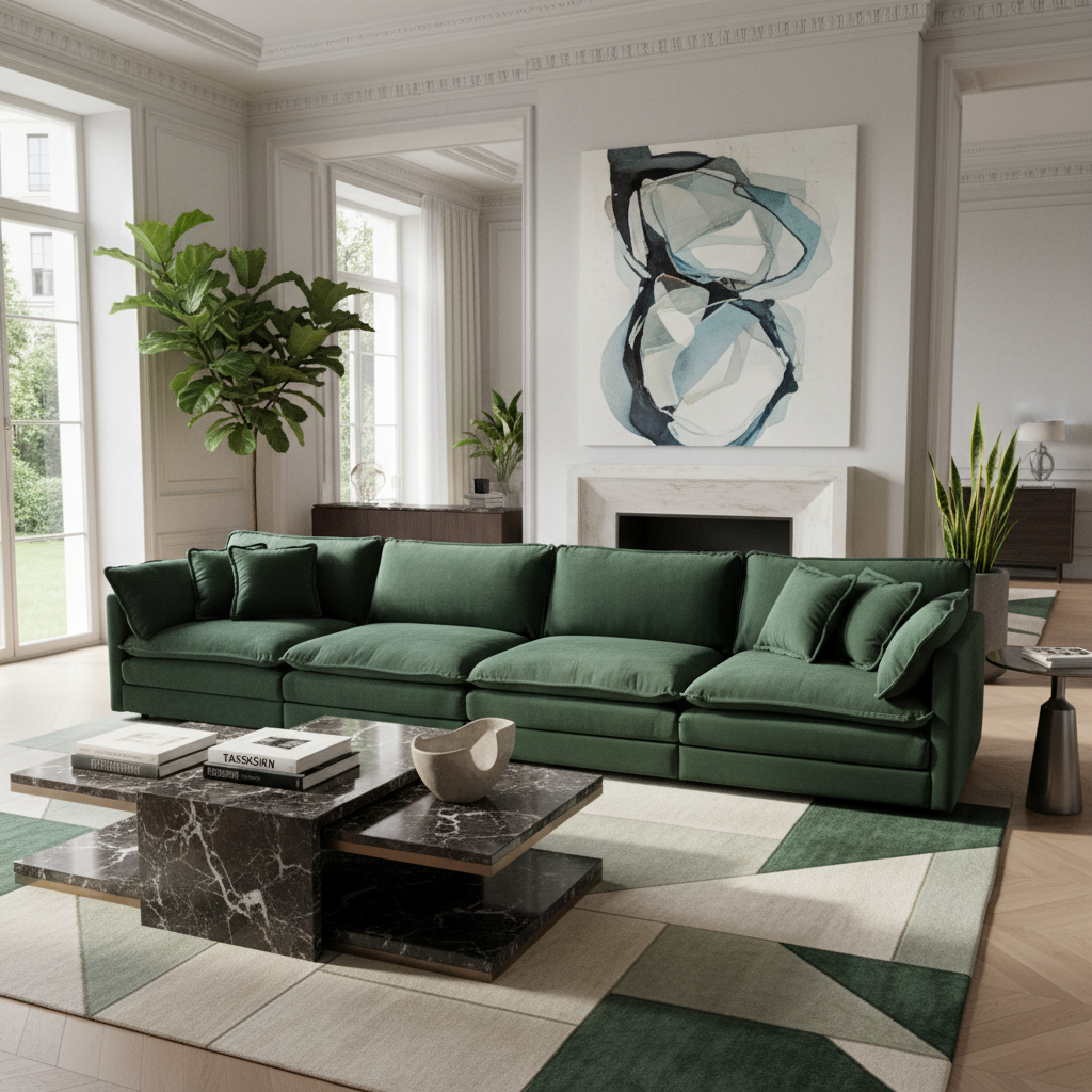 Fremont 147" 4-Seater Chenille Upholstered Modular Sofa with Toss Pillows