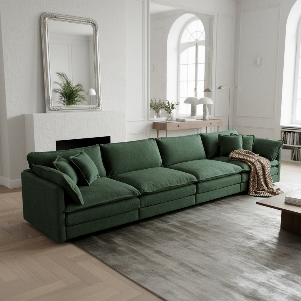 Fremont 147" 4-Seater Chenille Upholstered Modular Sofa with Toss Pillows