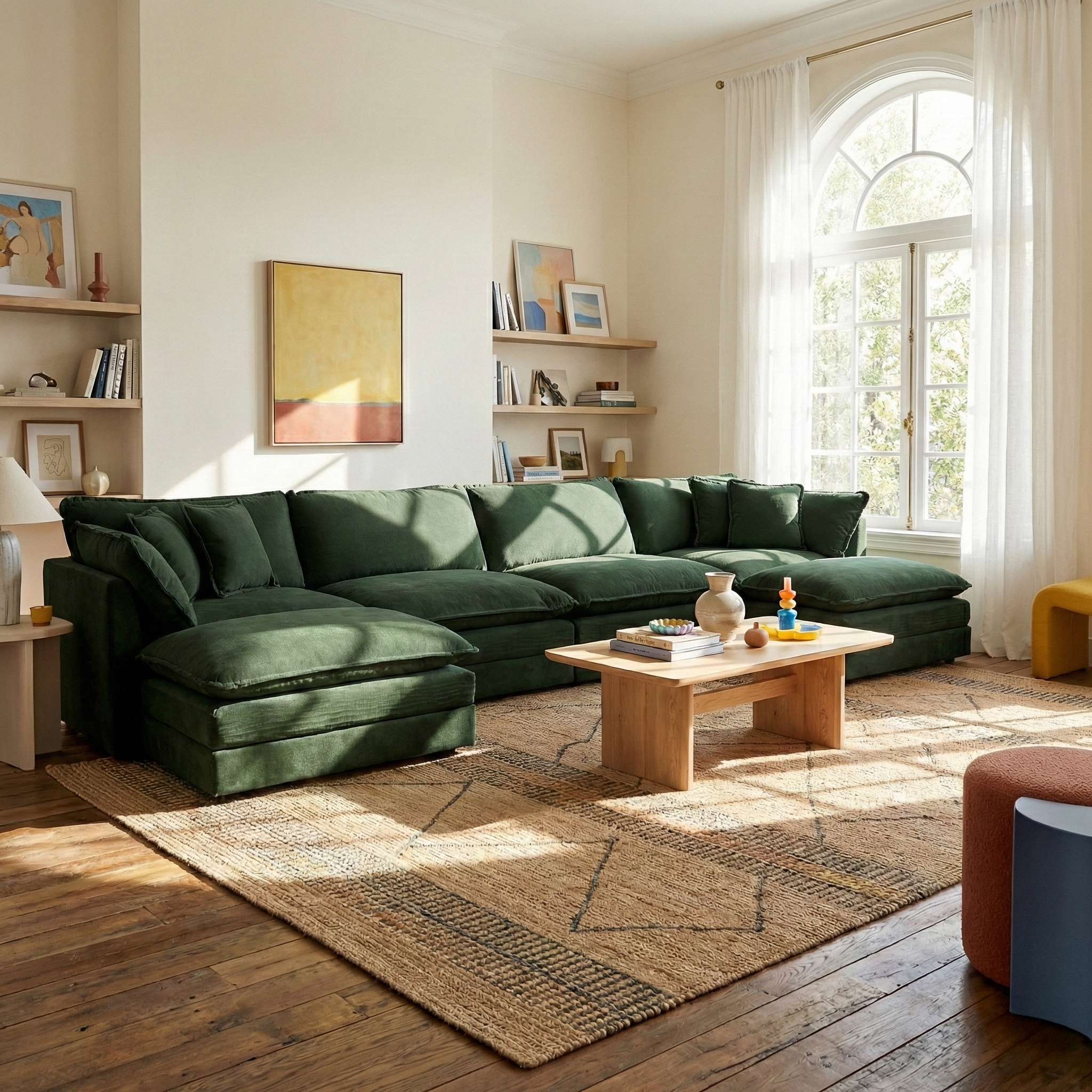 Fremont 147” 6 Piece Large U-Shaped Modular Sectional Sofa Set with 2 Ottomans