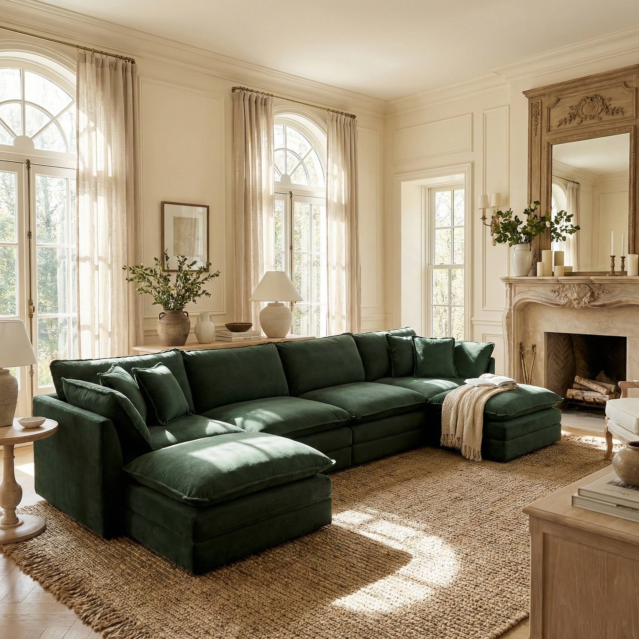 Fremont 147” 6 Piece Large U-Shaped Modular Sectional Sofa Set with 2 Ottomans