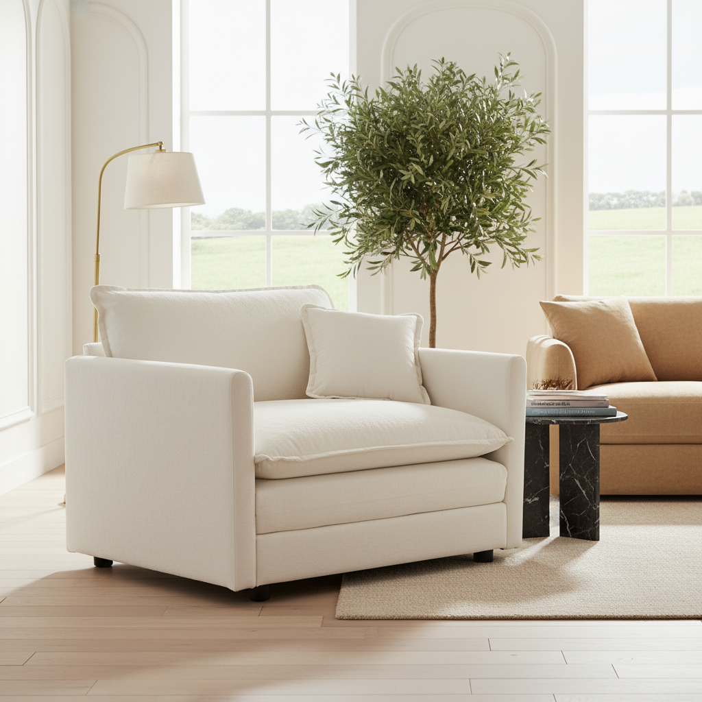 Fremont 41.4" 1 Piece Deep Chenille Armchair with Toss Pillow