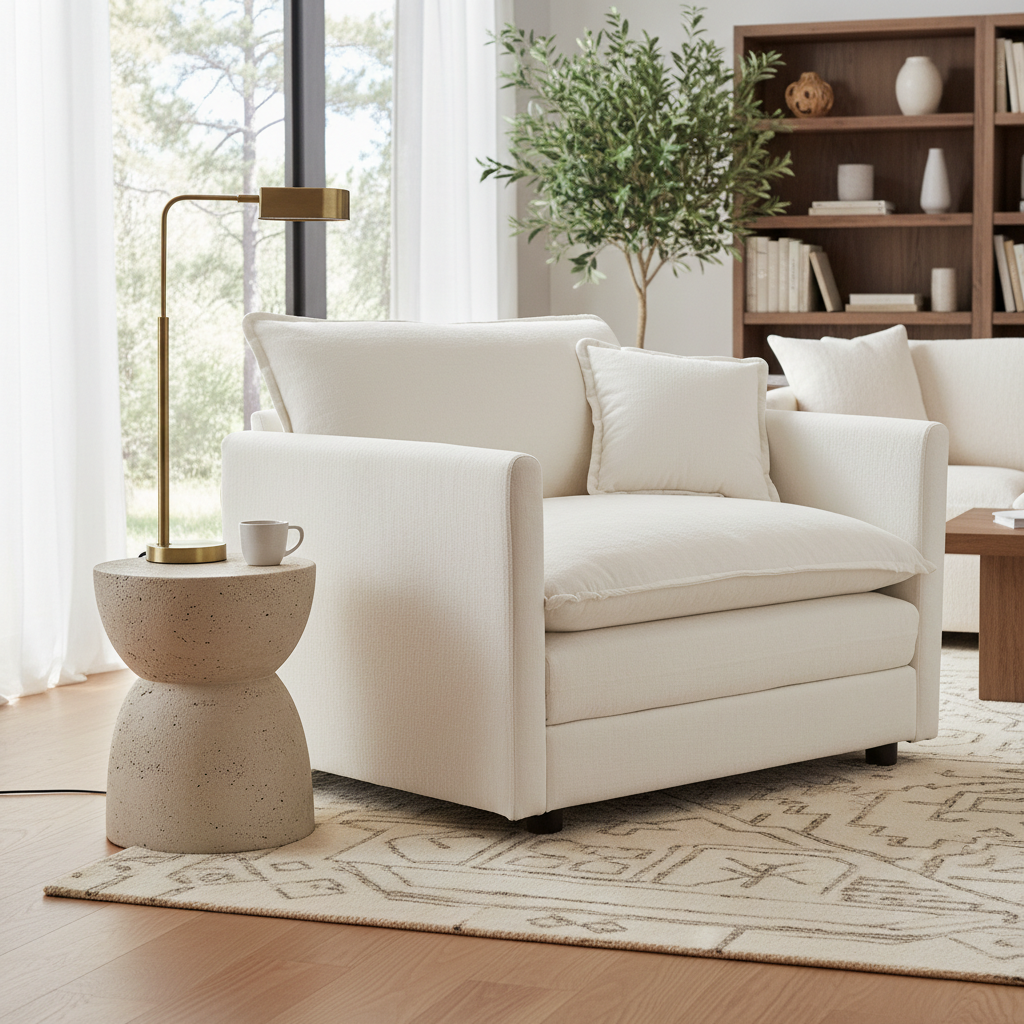 Fremont 41.4" 1 Piece Deep Chenille Armchair with Toss Pillow