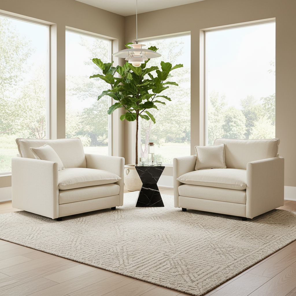 Fremont 41.4" 2 Piece Chenille Armchair Accent Chair Set with Toss Pillows