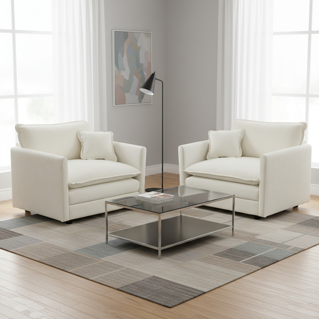 Fremont 41.4" 2 Piece Chenille Armchair Accent Chair Set with Toss Pillows