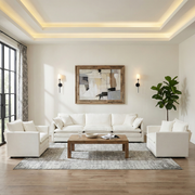 Fremont 3 Piece Chenille Upholstered Modular Sofa Set with Armchairs and 3-Seater Sofa