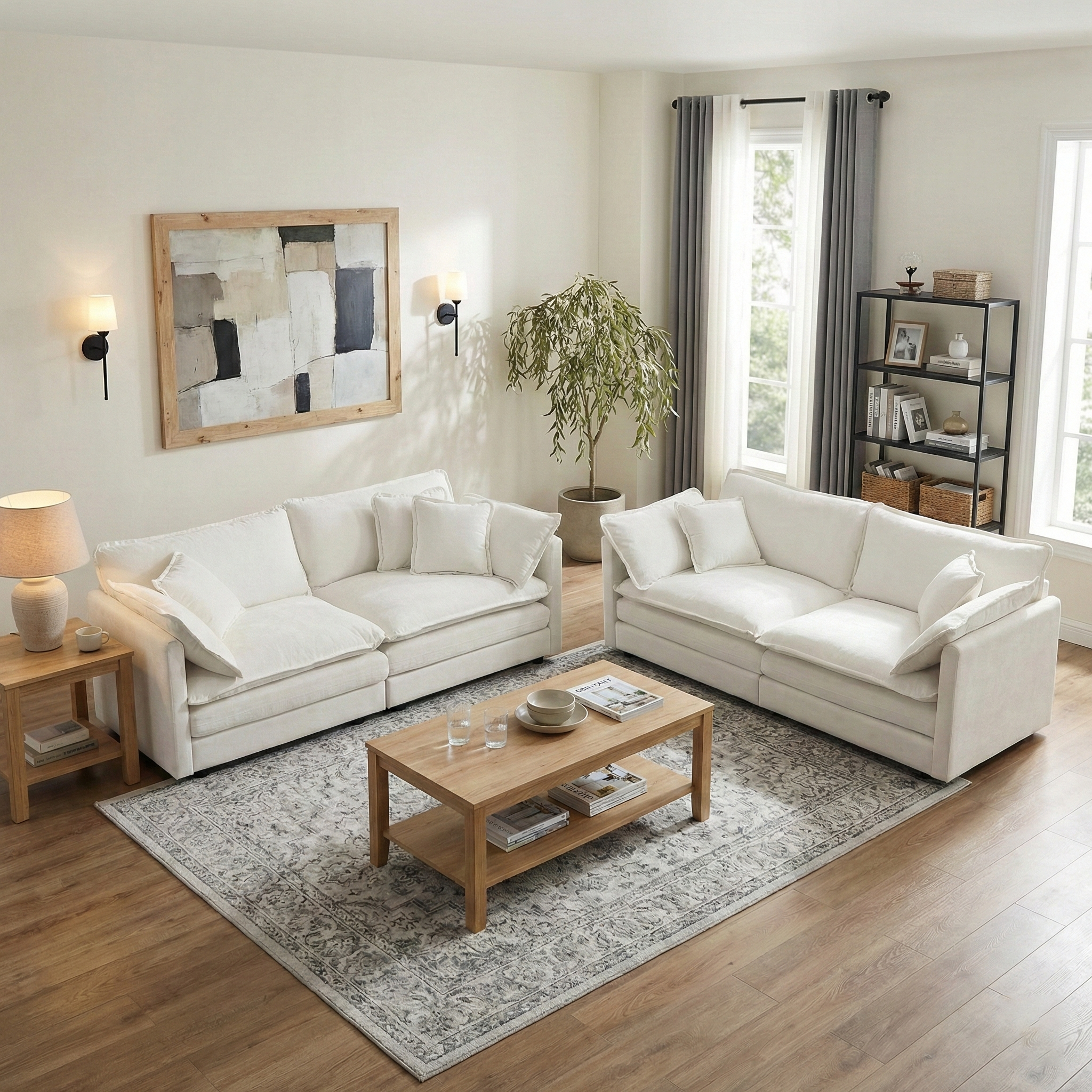 Fremont 2-Piece Chenille Upholstered Loveseat Sofa Set