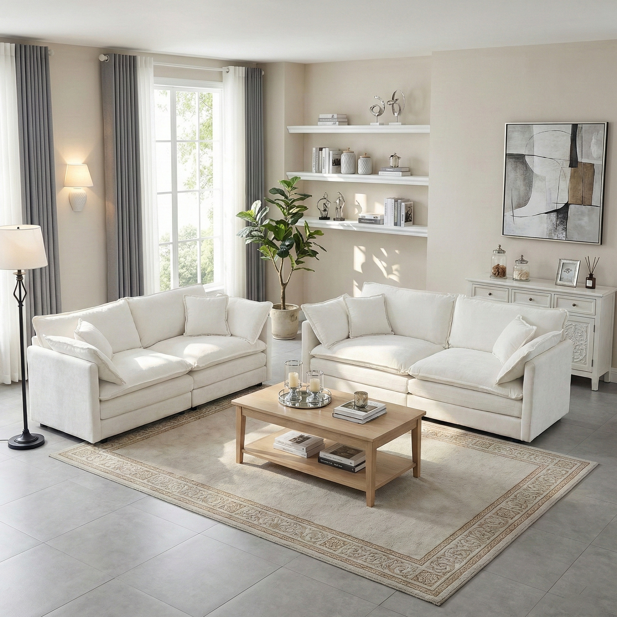 Fremont 2-Piece Chenille Upholstered Loveseat Sofa Set