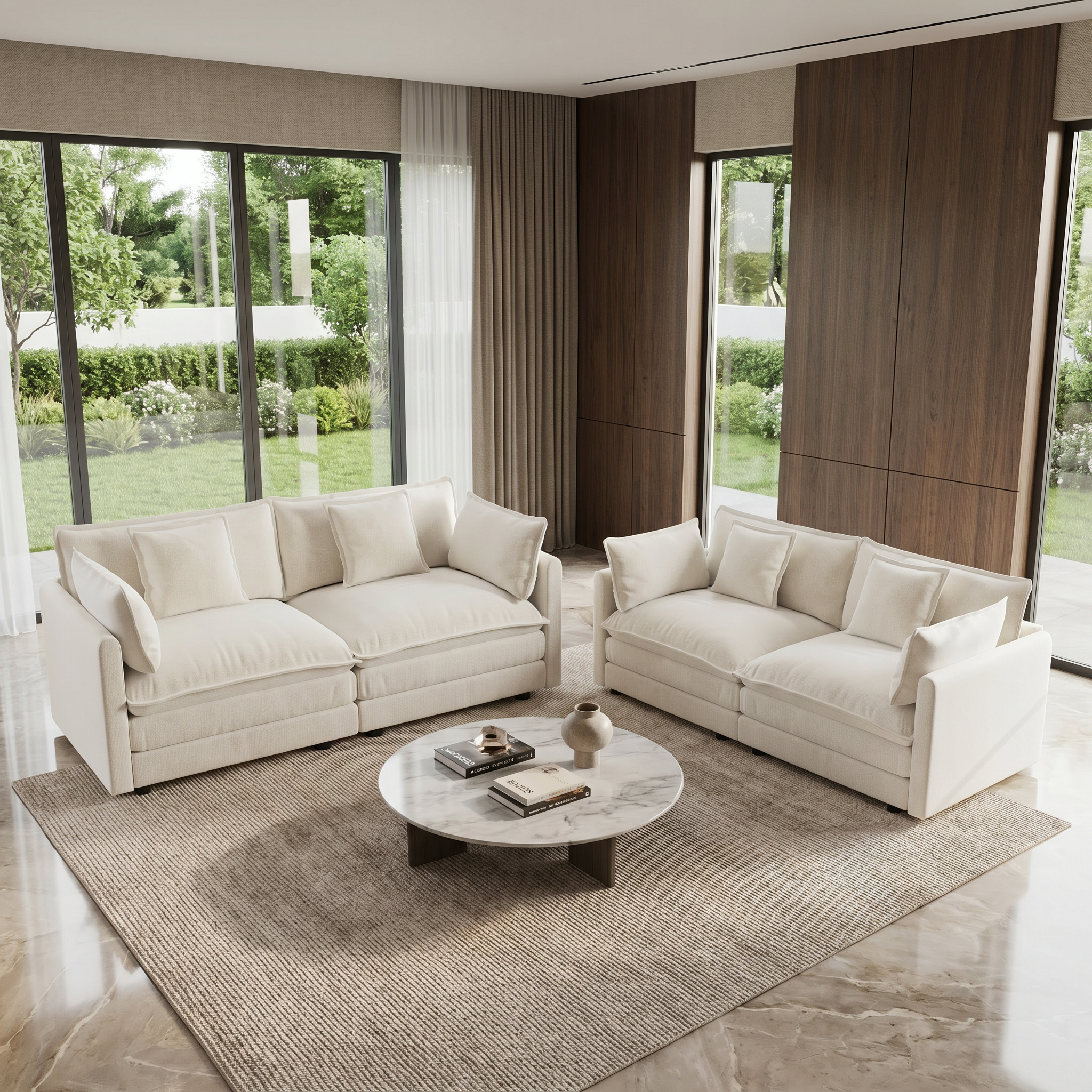 Fremont 2-Piece Chenille Upholstered Loveseat Sofa Set