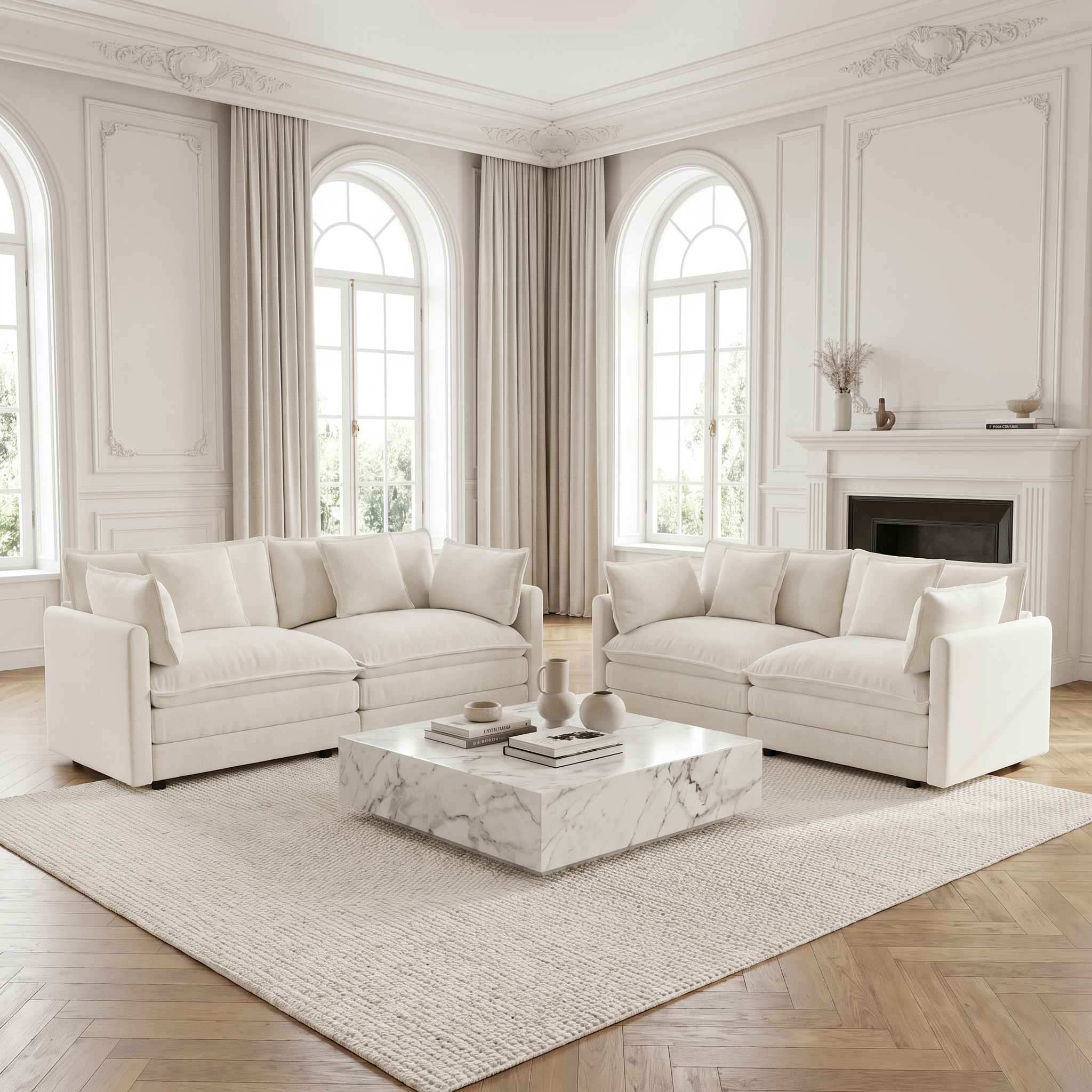 Fremont 2-Piece Chenille Upholstered Loveseat Sofa Set