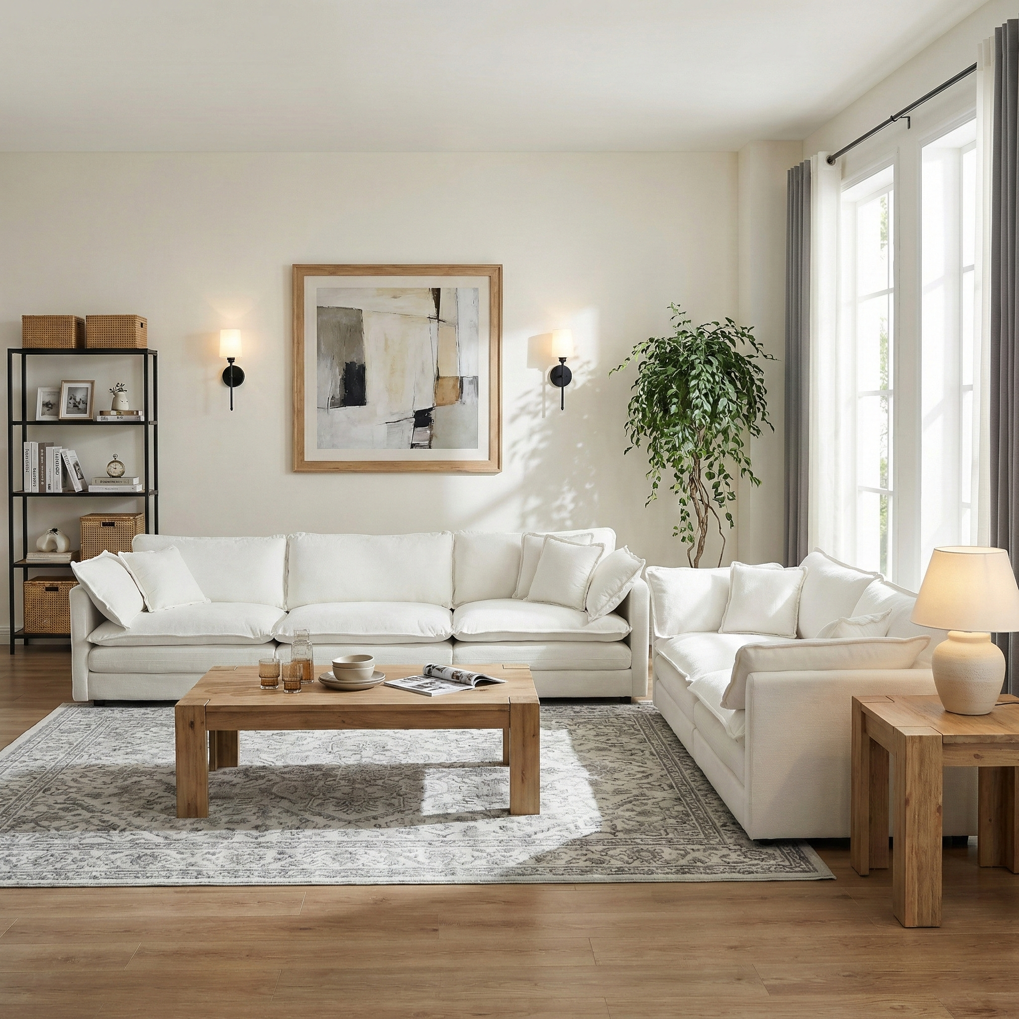 Fremont 2-Piece Modular Chenille Upholstered Sofa Set with Loveseat and 3-Seater Sofa