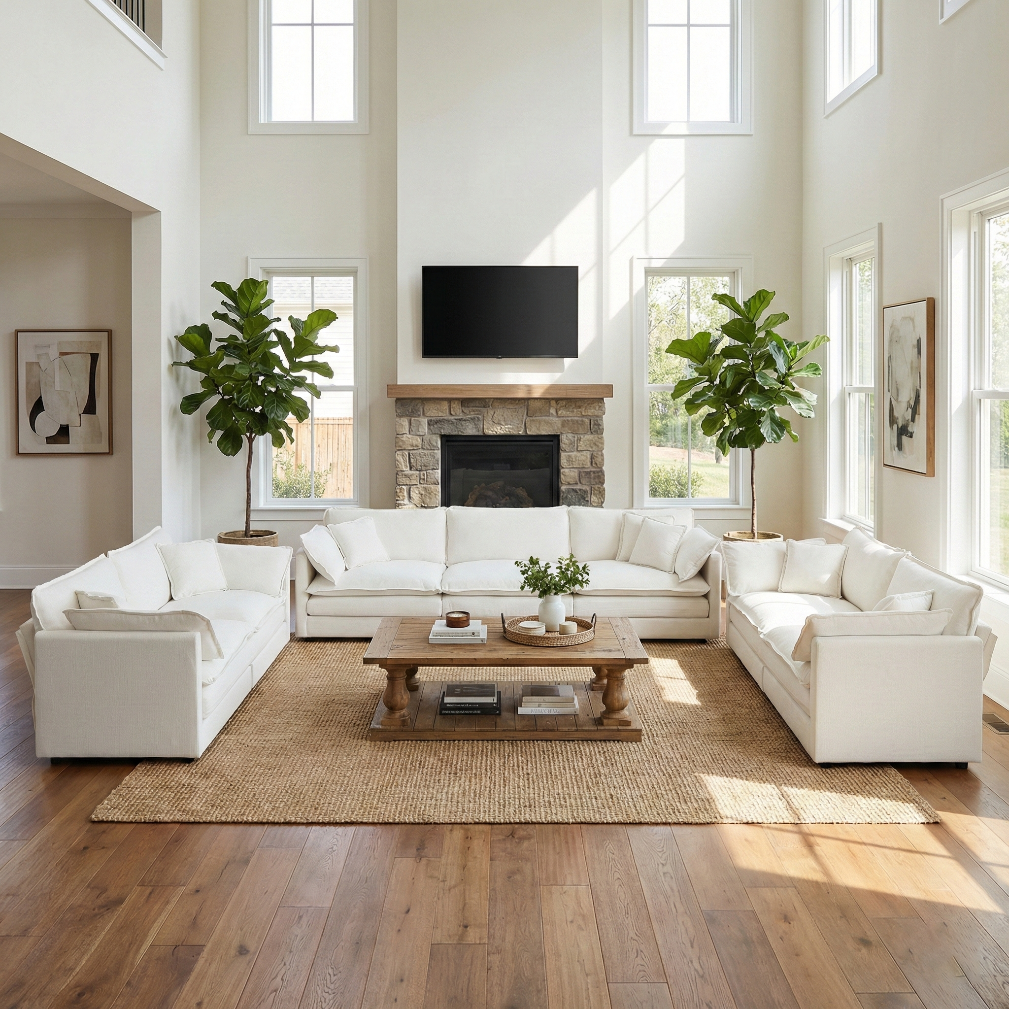 Fremont 3-Piece Modular Chenille Upholstered Sofa Set with 2 Loveseats and 3-Seater Sofa