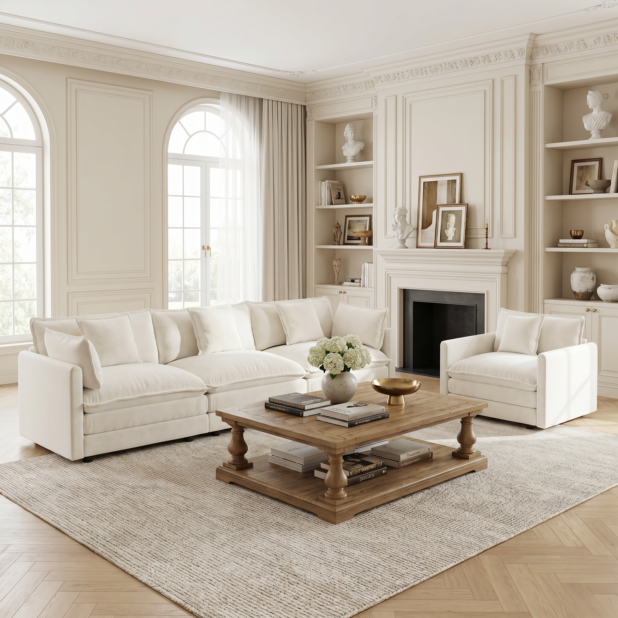Fremont 3-Piece Modular Chenille Upholstered Sofa Set with Armchair and 3-Seater Sofa