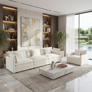Fremont 3-Piece Modular Chenille Upholstered Sofa Set with Armchair and 3-Seater Sofa