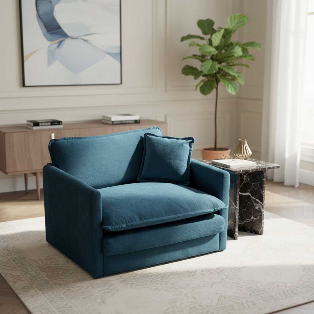 Fremont 41.4" 1 Piece Deep Chenille Armchair with Toss Pillow