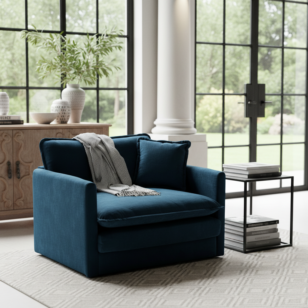 Fremont 41.4" 1 Piece Deep Chenille Armchair with Toss Pillow