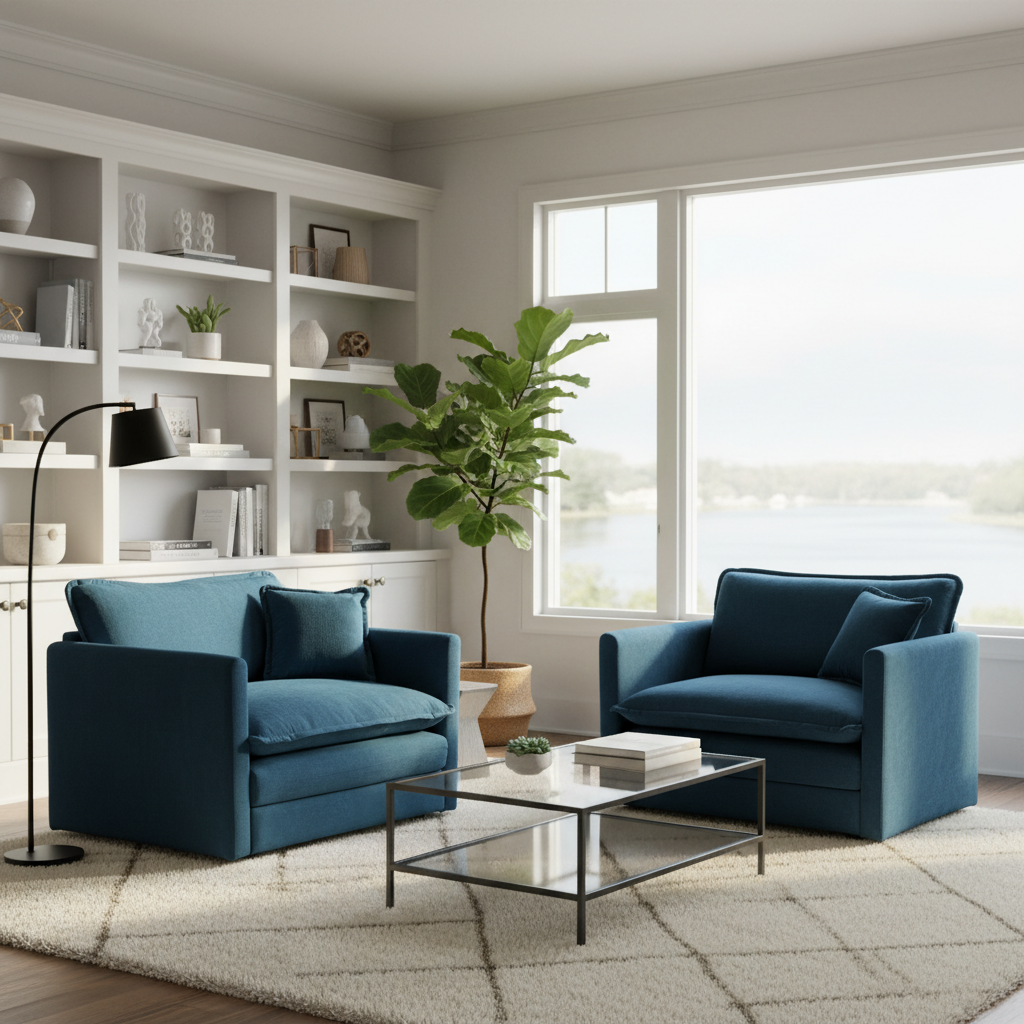 Fremont 41.4" 2 Piece Chenille Armchair Accent Chair Set with Toss Pillows