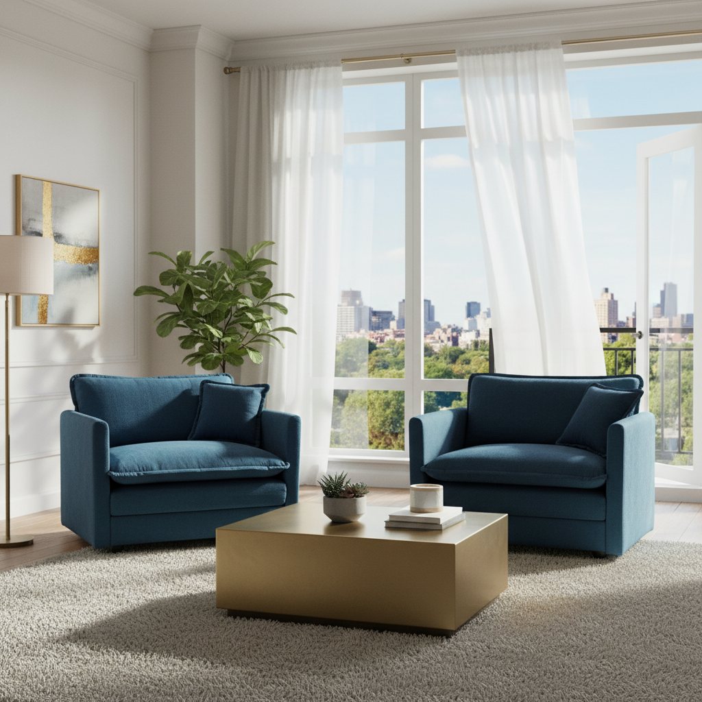 Fremont 41.4" 2 Piece Chenille Armchair Accent Chair Set with Toss Pillows