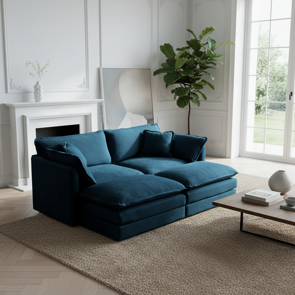 Fremont 77" 4-Piece Modular Chenille Upholstered Sectional Sofa with Ottomans