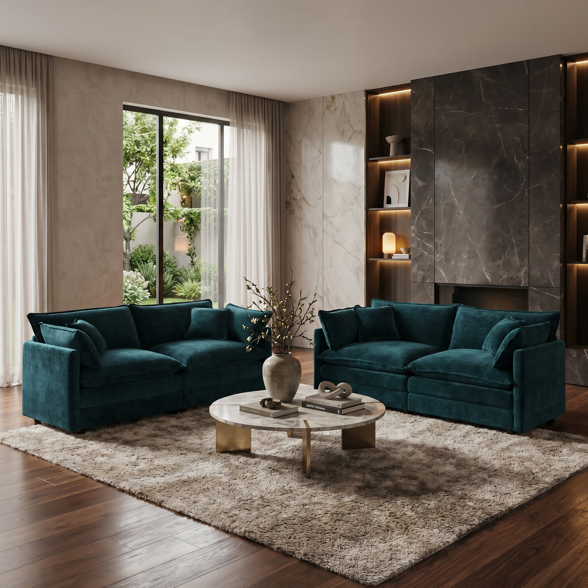 Fremont 2-Piece Chenille Upholstered Loveseat Sofa Set