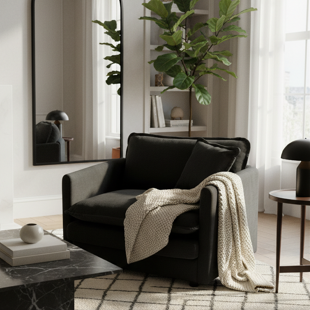 Fremont 41.4" 1 Piece Deep Chenille Armchair with Toss Pillow