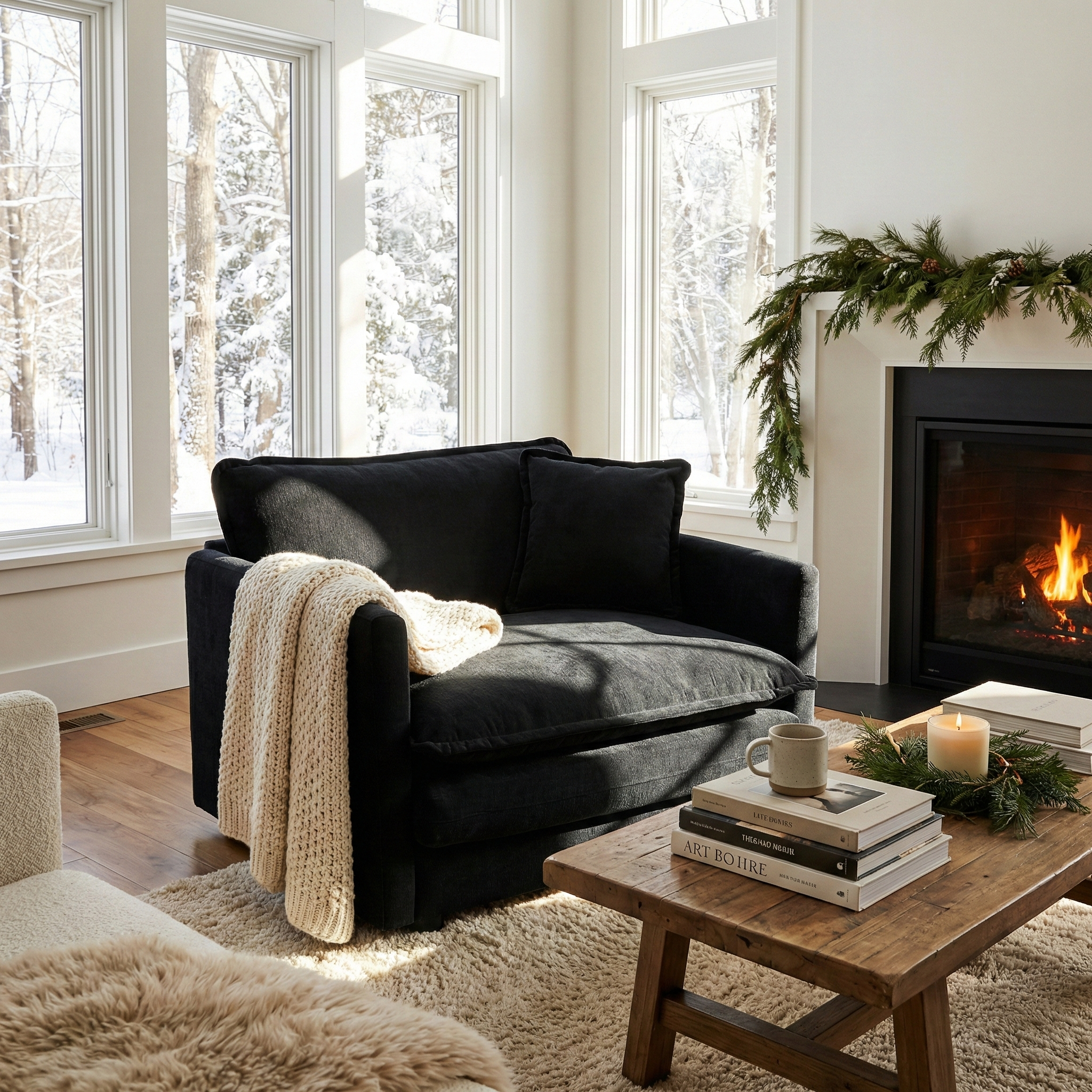 Fremont 41.4" 1 Piece Deep Chenille Armchair with Toss Pillow