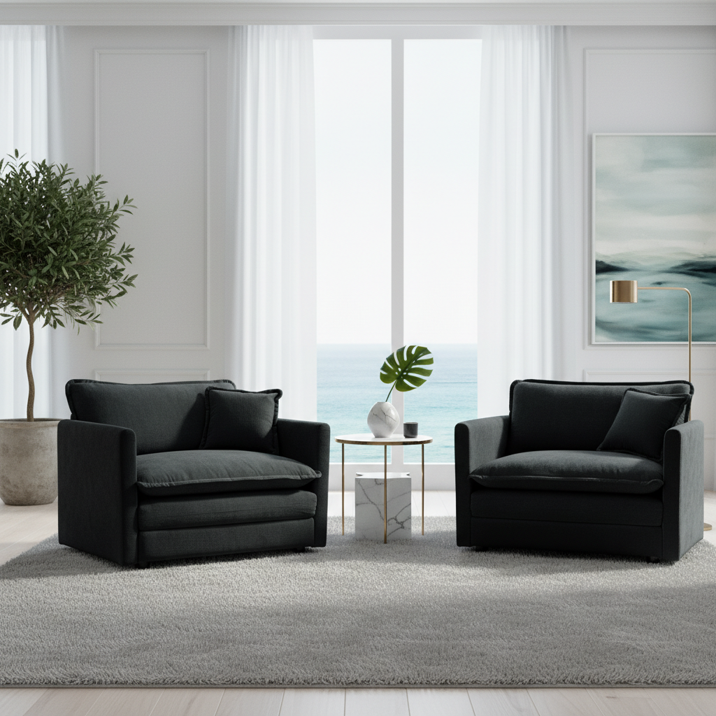 Fremont 41.4" 2 Piece Chenille Armchair Accent Chair Set with Toss Pillows