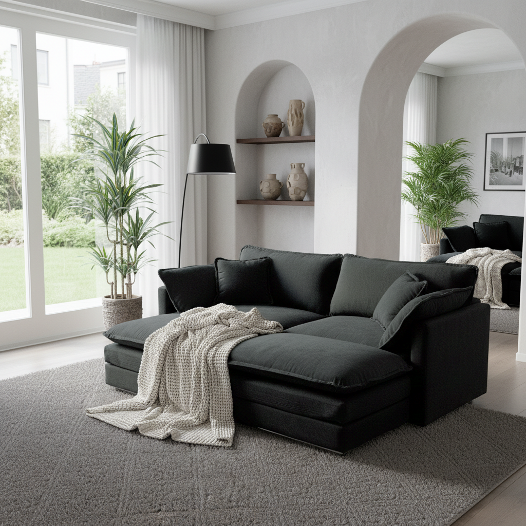 Fremont 77" 4-Piece Modular Chenille Upholstered Sectional Sofa with Ottomans