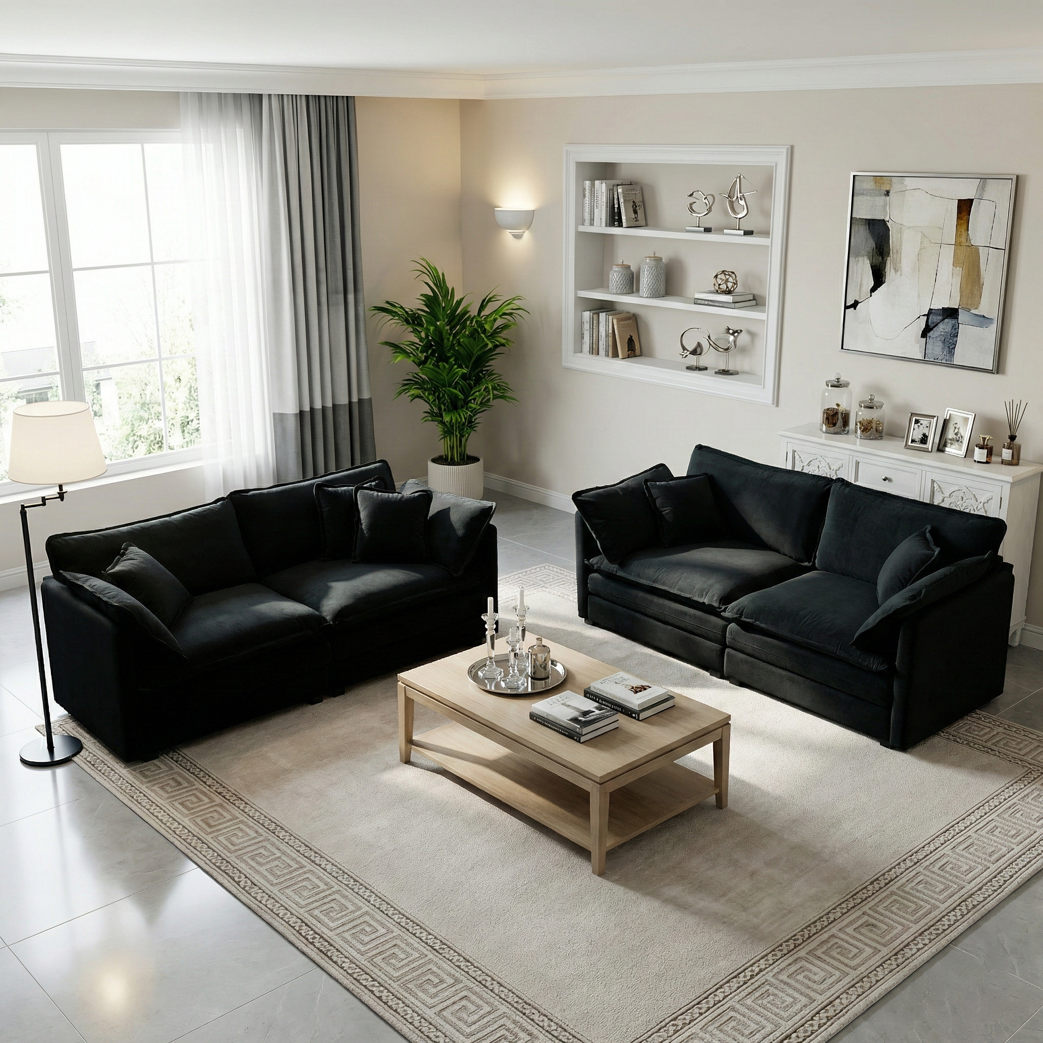 Fremont 2-Piece Chenille Upholstered Loveseat Sofa Set
