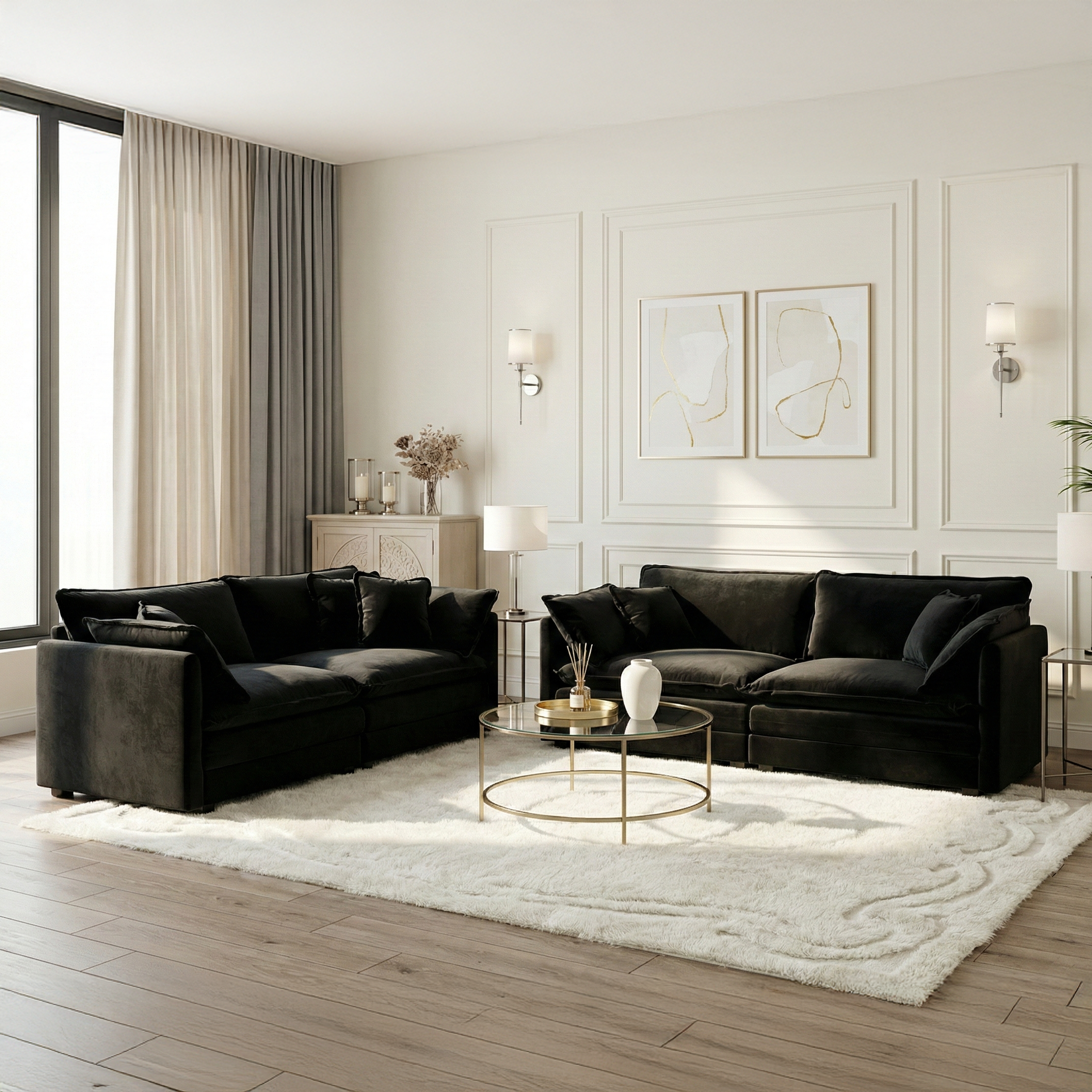 Fremont 2-Piece Chenille Upholstered Loveseat Sofa Set