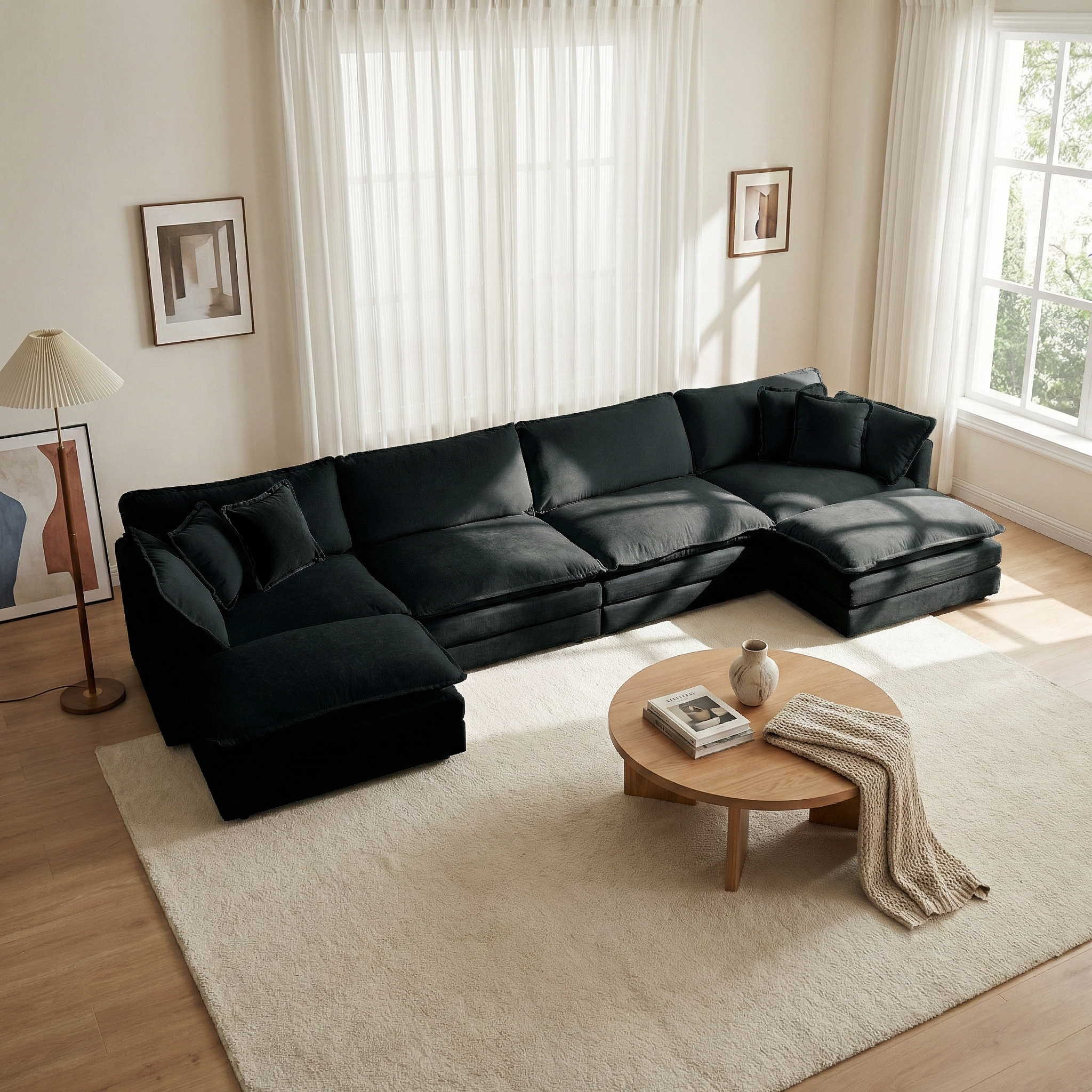 Fremont 147” 6 Piece Large U-Shaped Modular Sectional Sofa Set with 2 Ottomans