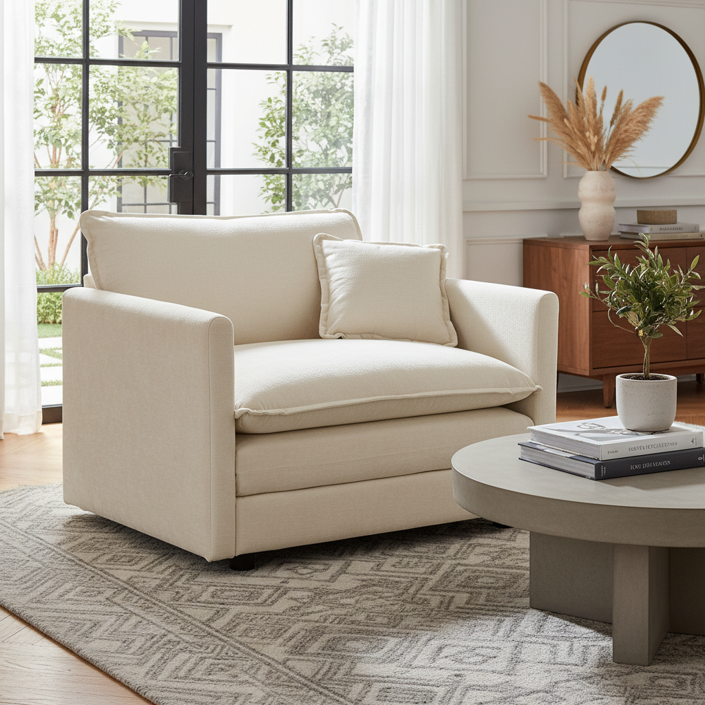 Fremont 41.4" 1 Piece Deep Chenille Armchair with Toss Pillow