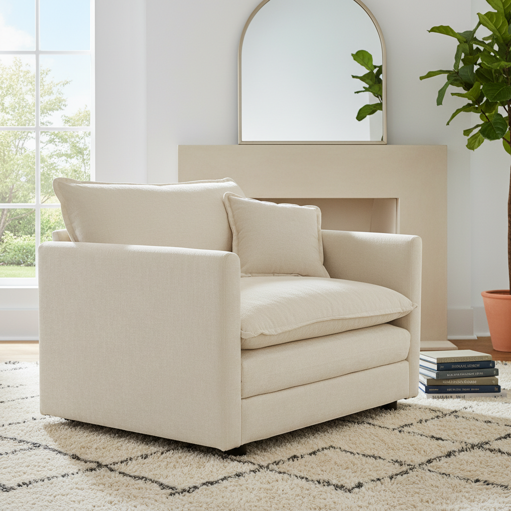 Fremont 41.4" 1 Piece Deep Chenille Armchair with Toss Pillow