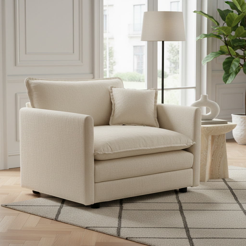 Fremont 41.4" 1 Piece Deep Chenille Armchair with Toss Pillow