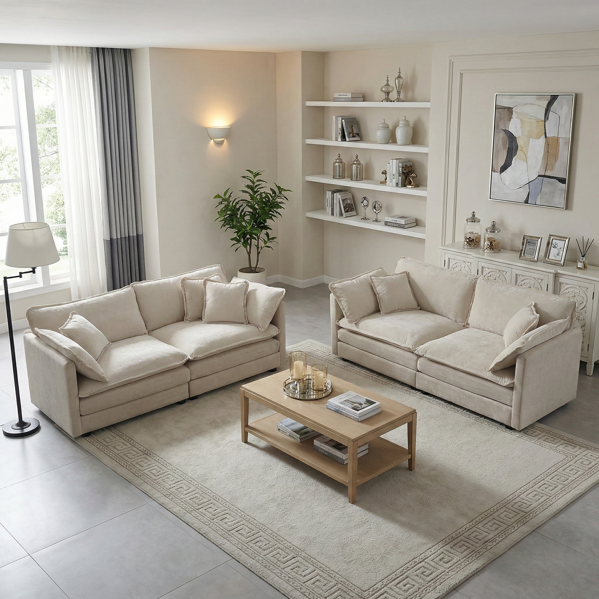 Fremont 2-Piece Chenille Upholstered Loveseat Sofa Set