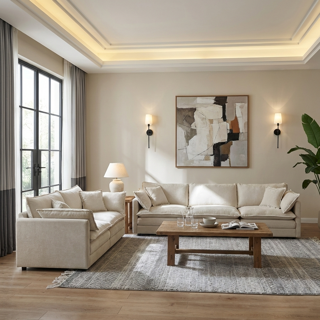 Fremont 2-Piece Modular Chenille Upholstered Sofa Set with Loveseat and 3-Seater Sofa