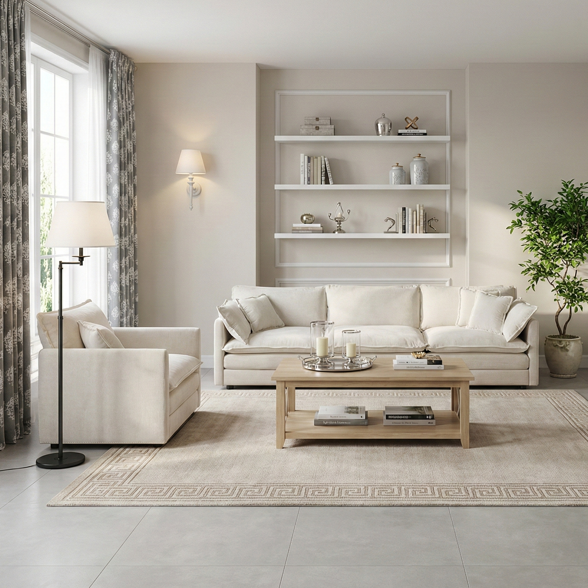 Fremont 3-Piece Modular Chenille Upholstered Sofa Set with Armchair and 3-Seater Sofa