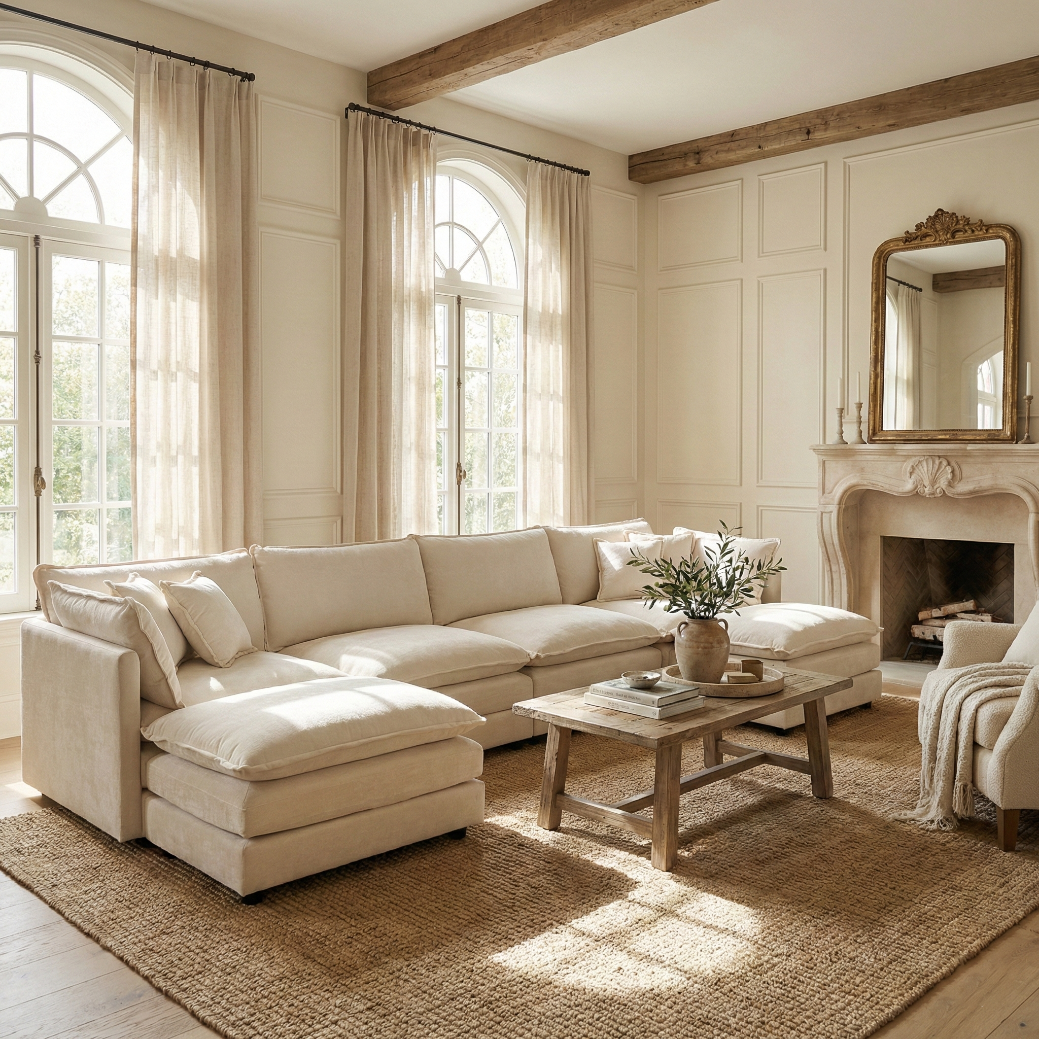 Fremont 147” 6 Piece Large U-Shaped Modular Sectional Sofa Set with 2 Ottomans