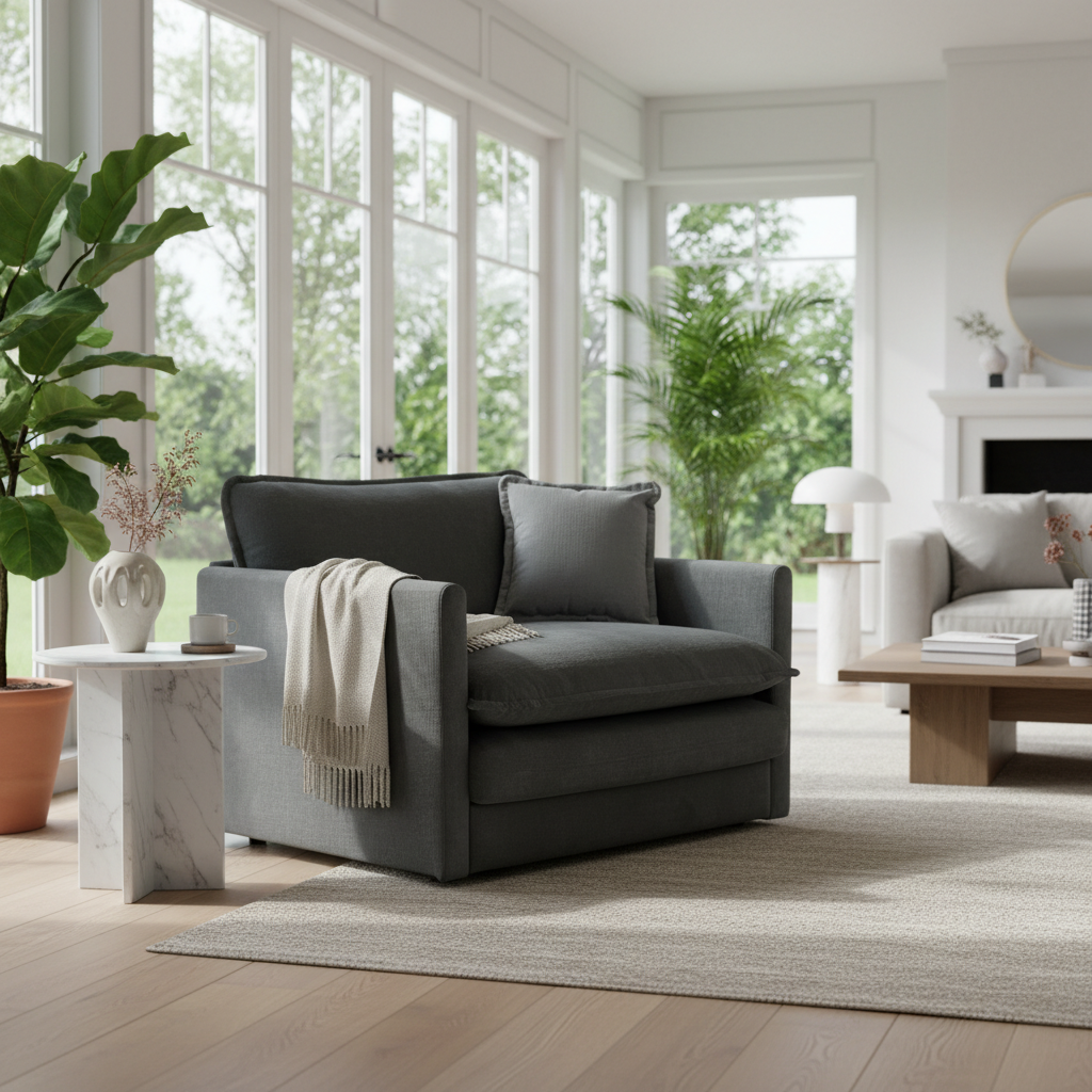 Fremont 41.4" 1 Piece Deep Chenille Armchair with Toss Pillow