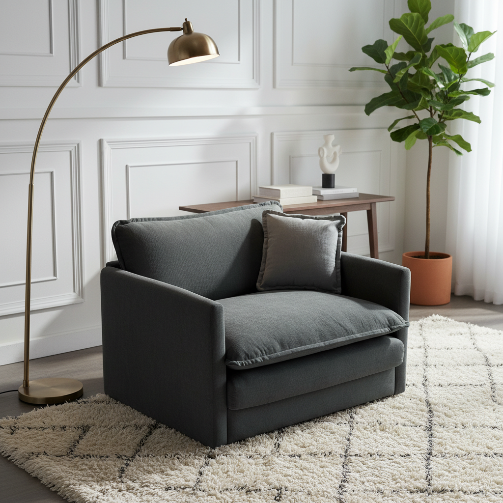 Fremont 41.4" 1 Piece Deep Chenille Armchair with Toss Pillow