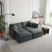 Fremont 77" 4-Piece Modular Chenille Upholstered Sectional Sofa with Ottomans