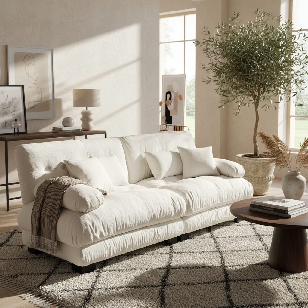 Monterey 94" 4-Seater Modular Cloud Sofa with Bolstered Armrests and Pillows