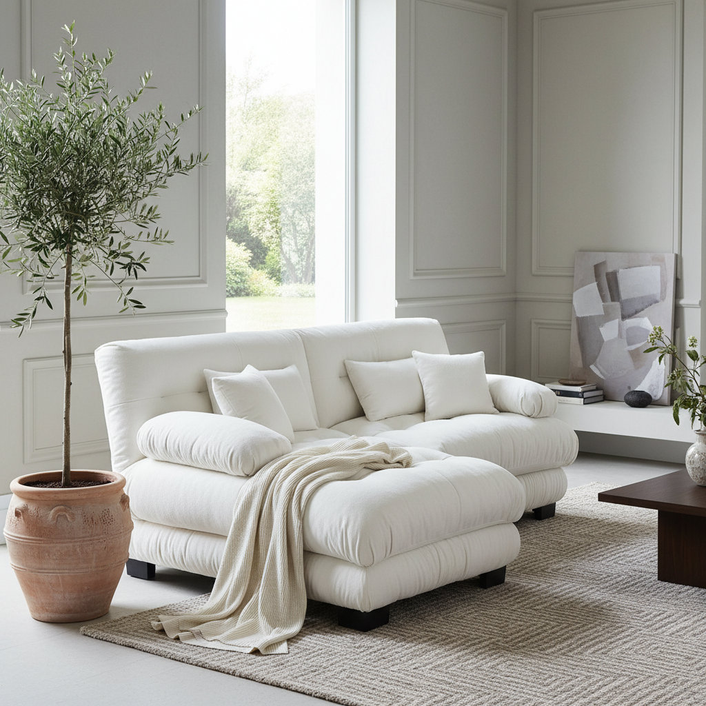 Monterey 94" 3 Piece L Shaped Modular Sofa Set, Velvet Deep Seat 5-Seater Sofa with Ottoman