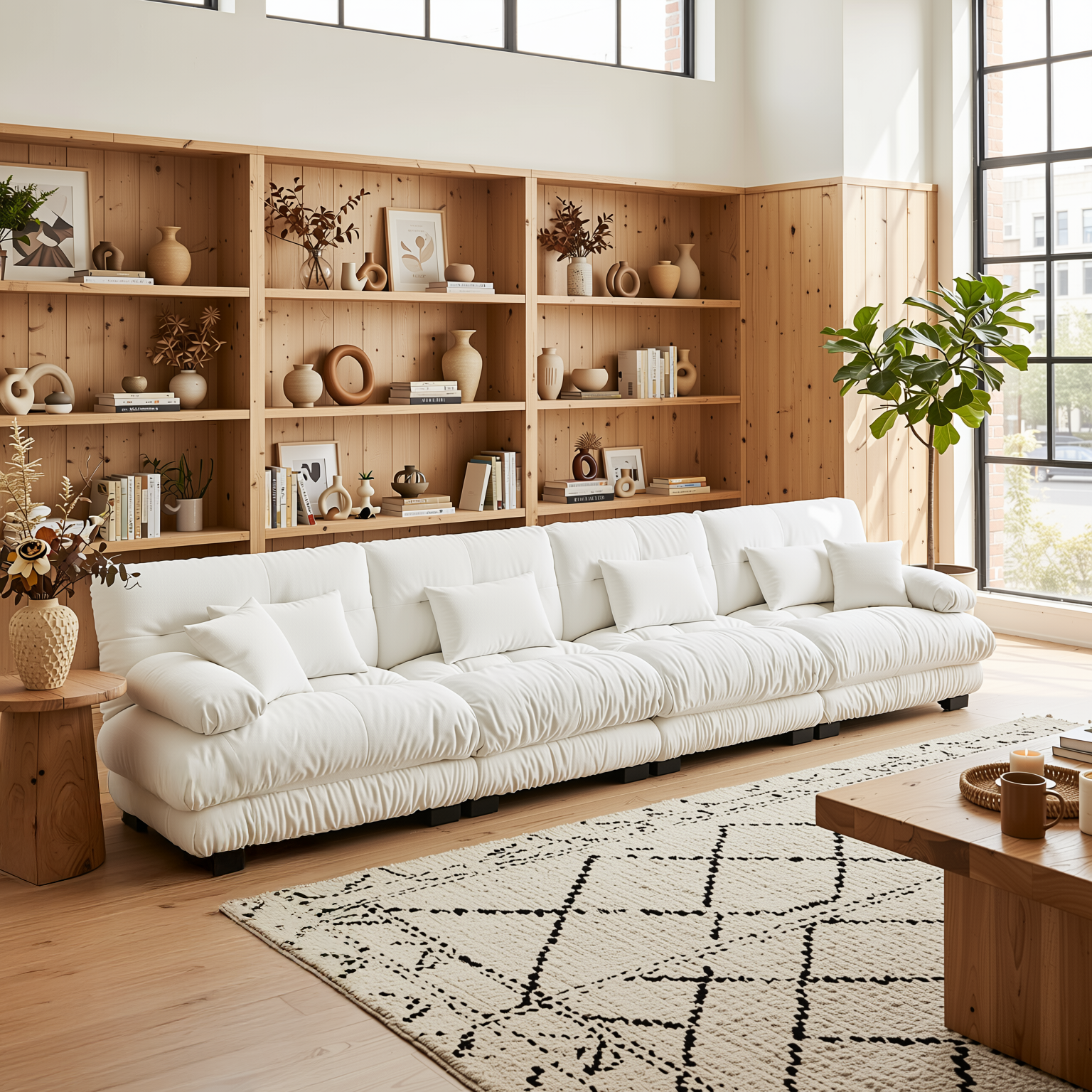 Monterey 173" Extra Large Modular Chenille Cloud Sectional Sofa with Bolstered Armrests