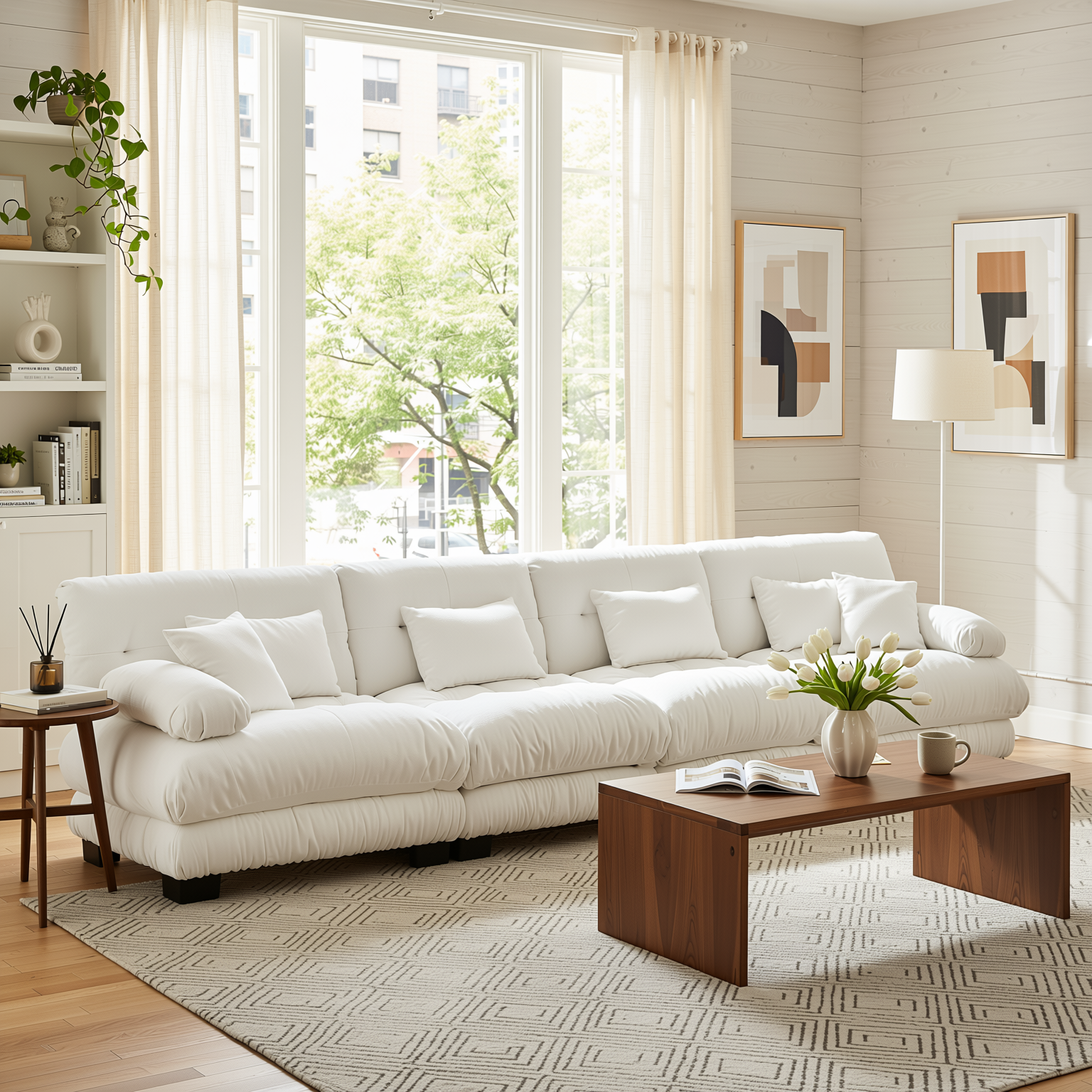 Monterey 173" Extra Large Modular Chenille Cloud Sectional Sofa with Bolstered Armrests