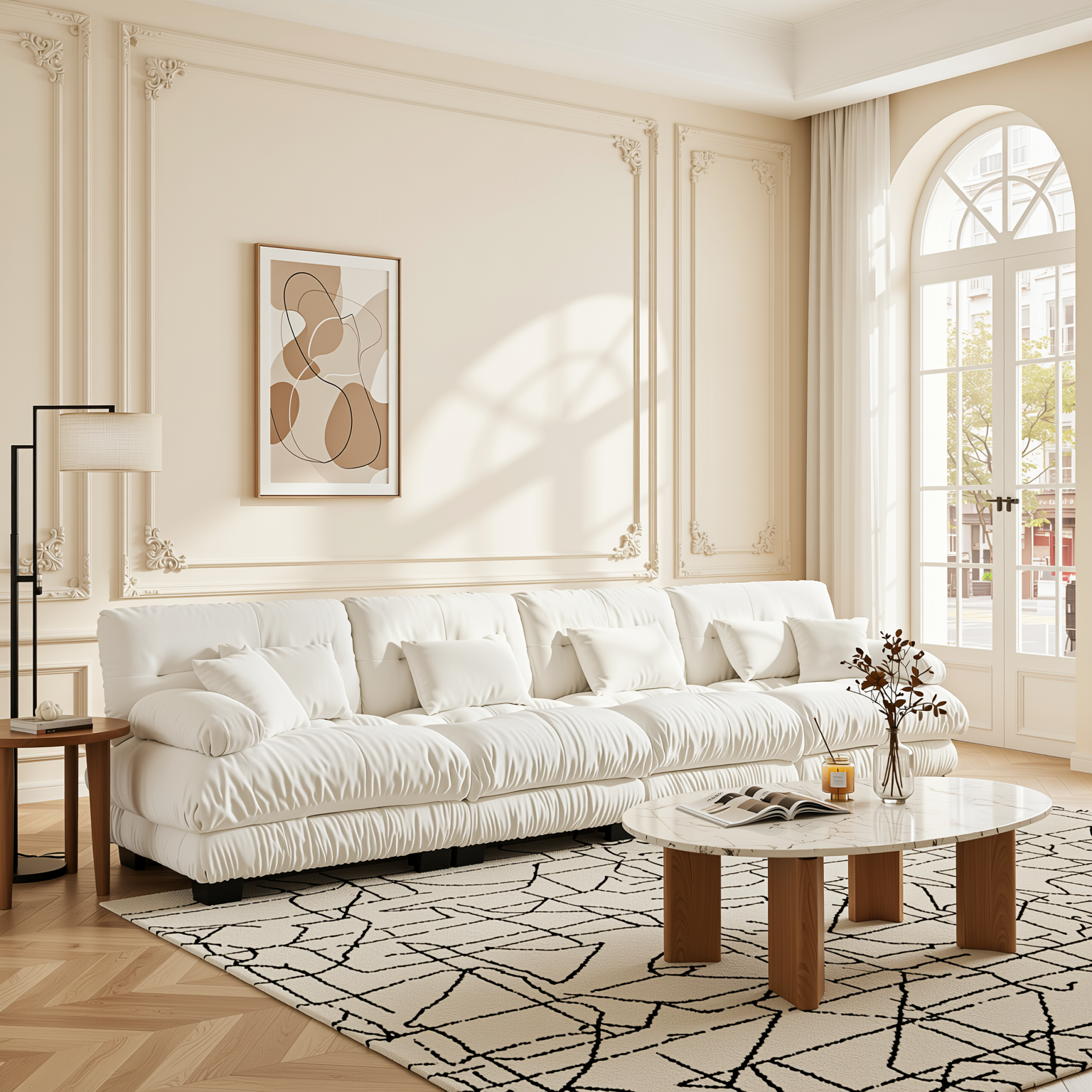 Monterey 173" Extra Large Modular Chenille Cloud Sectional Sofa with Bolstered Armrests