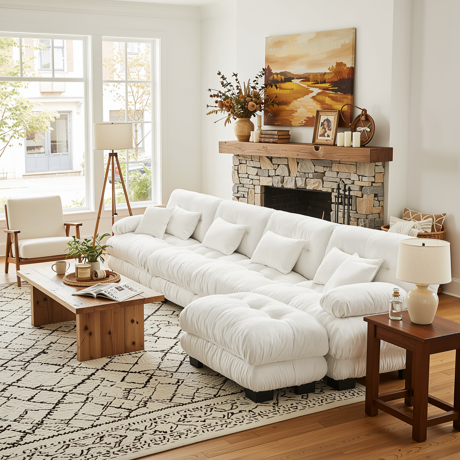 Monterey 173" Oversized Modular Chenille L-Shaped Cloud Sectional Sofa with Ottoman